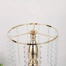 1 pieza Jarrón de metal para boda, 12 hebras de colgante con cristal y cuentas acrílicas, jarrón de mesa para bodas, ornamento de flores de mesa, accesorios de arreglo floral para bodas, soporte de flores de mesa de hotel, candelabro de cristal, decoración primaveral del hogar, macetero de flores para camino de bodas