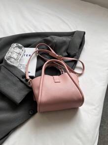 1個時尚簡約pu鎖扣手提包,配有肩帶和絲巾,適合日常使用 - 粉色 - 查看 7