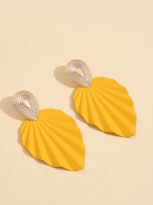 Two Tone Leaf Drop Earrings - Multicolor - View 2