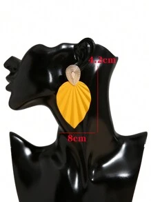 Two Tone Leaf Drop Earrings - Multicolor - View 4