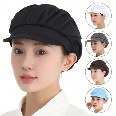1頂廚師帽/食品服務帽/衛生工作帽/工廠工人帽/侍者帽/勞工帽子/烹飪帽