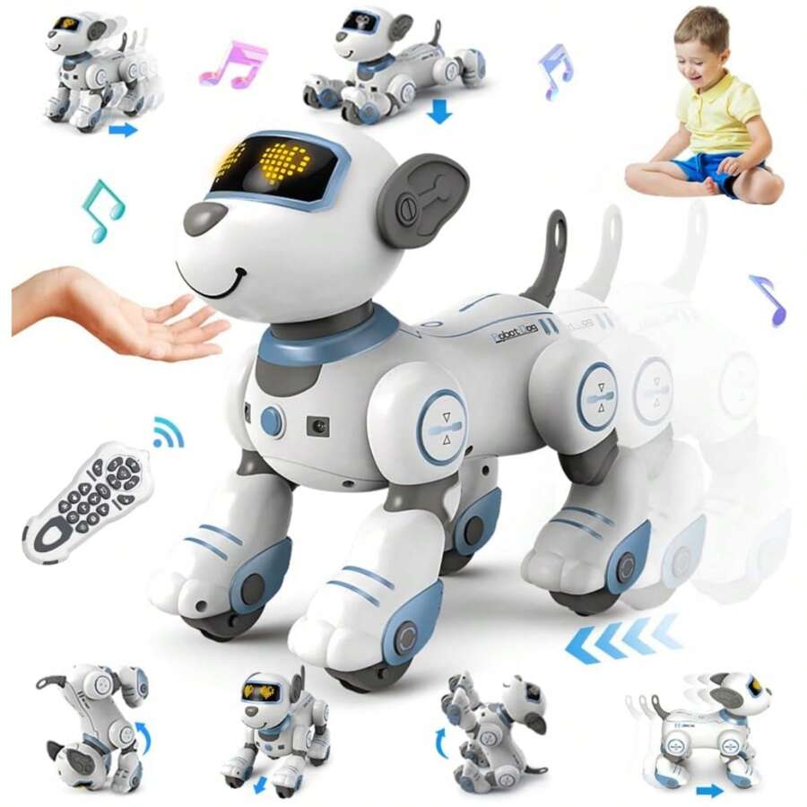 VATOS Robot Dog Children Remote Controlled Toy - Interactive Touch And Follow Robot Dog With 17 Functions, Programmable Dance Music RC Dog Robot Toy For Girls 3-12 Years - Blue - View 1