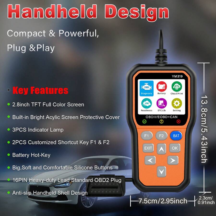 OBD2 Code Scanner Tool, OBDII EOBD Car Code Reader Check Engine Light