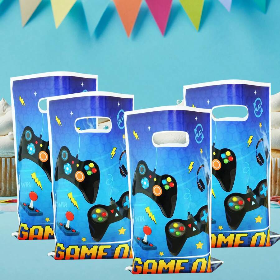 30个蓝色游戏主题礼品袋糖果蛋糕珠光包装袋派对装饰礼品袋，圣诞节情人节 - 藍色30pcs - 查看 1