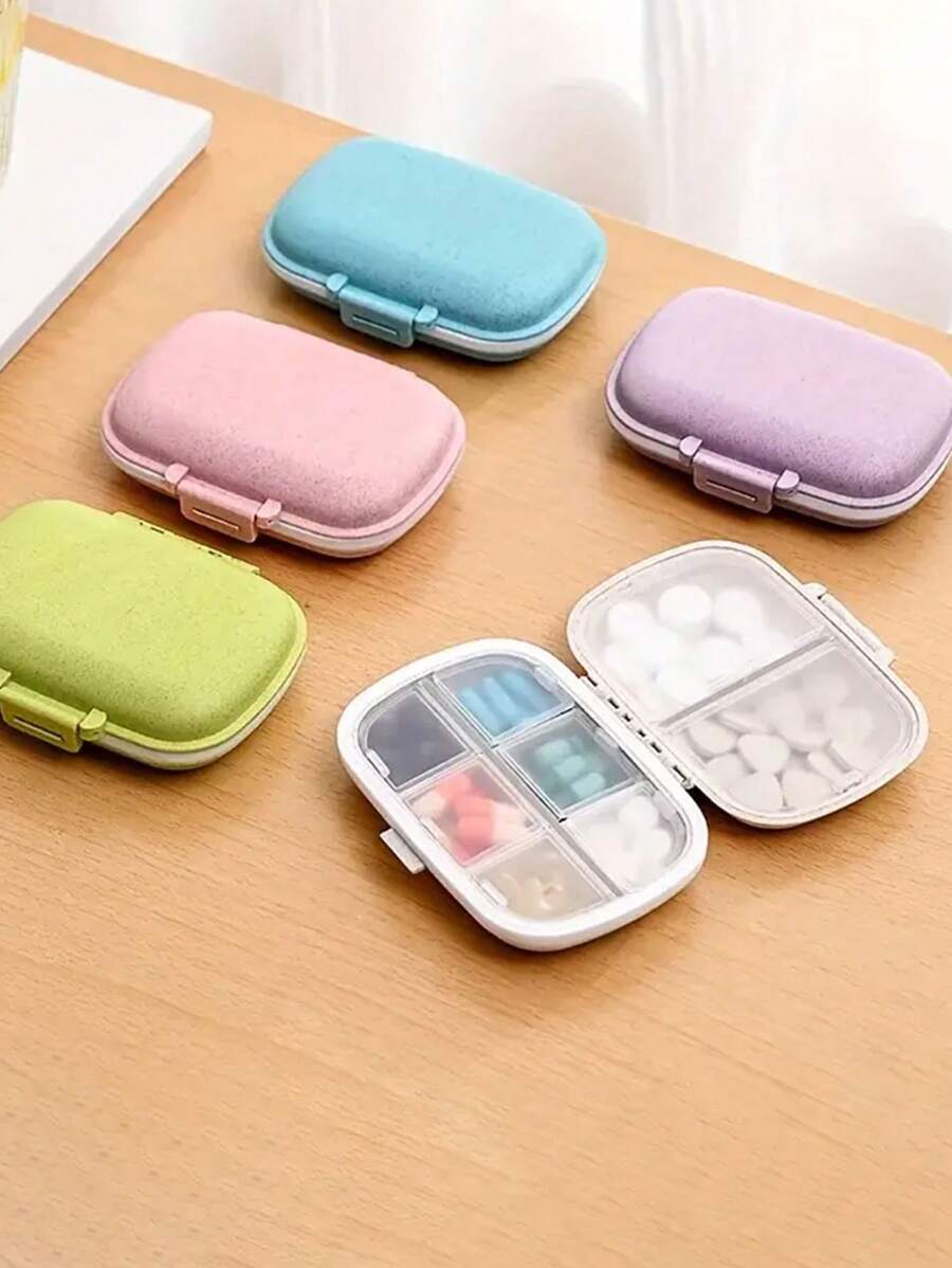 1pc Modern Portable Travel Medicine Organizer Box, Medication Storage Container - Pink - View 1