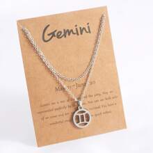 1條不過敏不鏽鋼蛇骨鏈,附英文字母,黃道十二宮吊墜,適用於女性、男性和女孩,附銀飾層