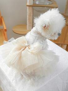 1pc Pet Dress, Small/Medium Dog & Cat Clothes, Princess Tulle Wedding Dress-Style Costume