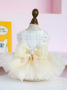 1pc Pet Dress, Small/Medium Dog & Cat Clothes, Princess Tulle Wedding Dress-Style Costume