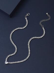 1 件时尚简约爪链和方晶锆石心形吊坠项链情人节、妈妈、母亲、母亲节、礼物 - 無色 - 查看 4