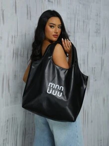 Túi Tote Thời Trang Sức Chứa Lớn Mới Nhất 2024 Với Thiết Kế Tinh Tế Dành Cho Phụ Nữ, Có Thể Đeo Chéo Hoặc Đeo Vai, Lý Tưởng Cho Phong Cách Ins - màu đen - Xem 5