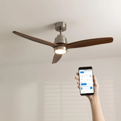 Create Ventilateur de plafond 40W silencieux Ø132 cm, Niquel- WIND STYLANCE