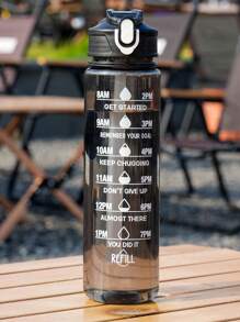 1个2000毫升或750毫升大容量黑色PC水瓶，附赠随机3D贴纸，运动健身便携吸管杯，适合居家和户外旅行 - 黑色 - 查看 6