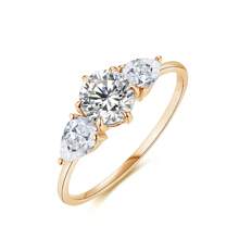 Nhẫn bạc 925 Moissanite 2.0ct dành cho nữ D VVS Vòng Halo Nhẫn đính hôn Giáng sinh Mỹ Nhẫn cưới Trang sức Kim cương giả Trang sức cô dâu Nhẫn kim cương giả - Vàng - Xem 2