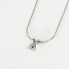 1條不過敏不鏽鋼蛇骨鏈,附英文字母,黃道十二宮吊墜,適用於女性、男性和女孩,附銀飾層