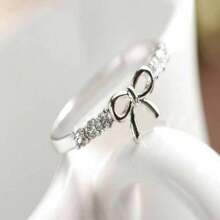 1pc Simple Rhinestone-Set Bow Knot Ring For Women Valentines,Mom,Mother,Mother's Day,Gift
