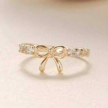 1pc Simple Rhinestone-Set Bow Knot Ring For Women Valentines,Mom,Mother,Mother's Day,Gift