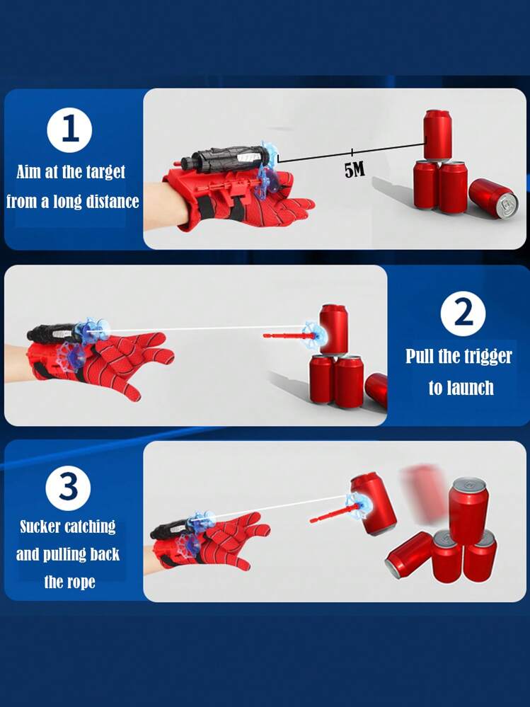 Disney 1 Set de Lanzador Guante de Cosplay de Spider-Man al azar: ¡Juguete Divertido - Incluye Lanzador de Muñeca! (El estilo de los guantes es aleatorio) Figura de Spider-Man, Juguetes Divertidos, Disfraz de Policía para Niños, Traje de Spider-Man, 