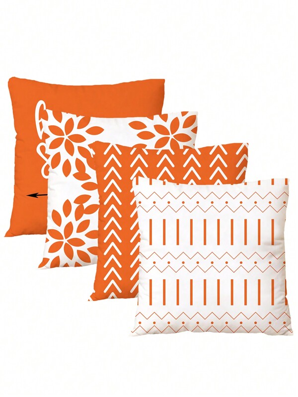 1pc Short Plush Alphabet & Geometric Pattern Combination Cushion Cover