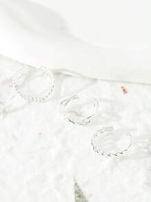 Conjunto de 3 Anéis de Pé de Cobre com Linhas Metálicas Simples