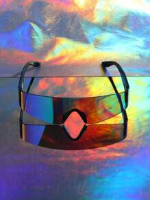 POLASUP 1 Pair Women's Wrap-Around Fashion Glasses, Coated Reflective Lenses, Futuristic Geometric Polygon Cyberpunk Street Style, Paris Runway Beach Accessory, Y2K Music Festival, Summer Beach Vacation, Outdoor Travel - Multicolor - View 6