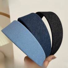 1 stuk Koreaanse vintage denim hoofdband, brede effen haaraccessoires met brede rand voor dames, haarband, haarringen