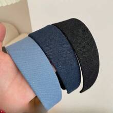 1 stuk Koreaanse vintage denim hoofdband, brede effen haaraccessoires met brede rand voor dames, haarband, haarringen