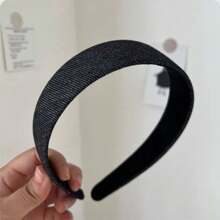 1 stuk Koreaanse vintage denim hoofdband, brede effen haaraccessoires met brede rand voor dames, haarband, haarringen