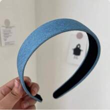 1 stuk Koreaanse vintage denim hoofdband, brede effen haaraccessoires met brede rand voor dames, haarband, haarringen
