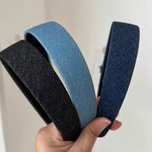 1 stuk Koreaanse vintage denim hoofdband, brede effen haaraccessoires met brede rand voor dames, haarband, haarringen