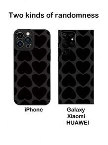 情人節黑色心形繩掛式手機殼，適用於iPhone 15 Pro Max 14 13 12 11小米華為三星保護殼 - 黑色 - 查看 4