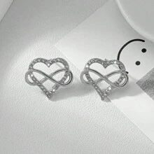 1對幾何設計中空心形和蝴蝶結形耳環 - 幾何設計鏤空愛心耳環 - 查看 14