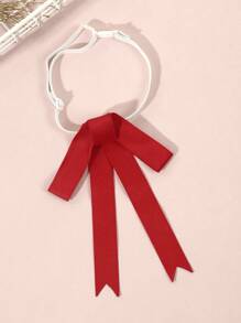 1pc Ladies' Casual Solid Color Ribbon Red Bowtie, Suitable For Date & Daily Wear - Red - View 10