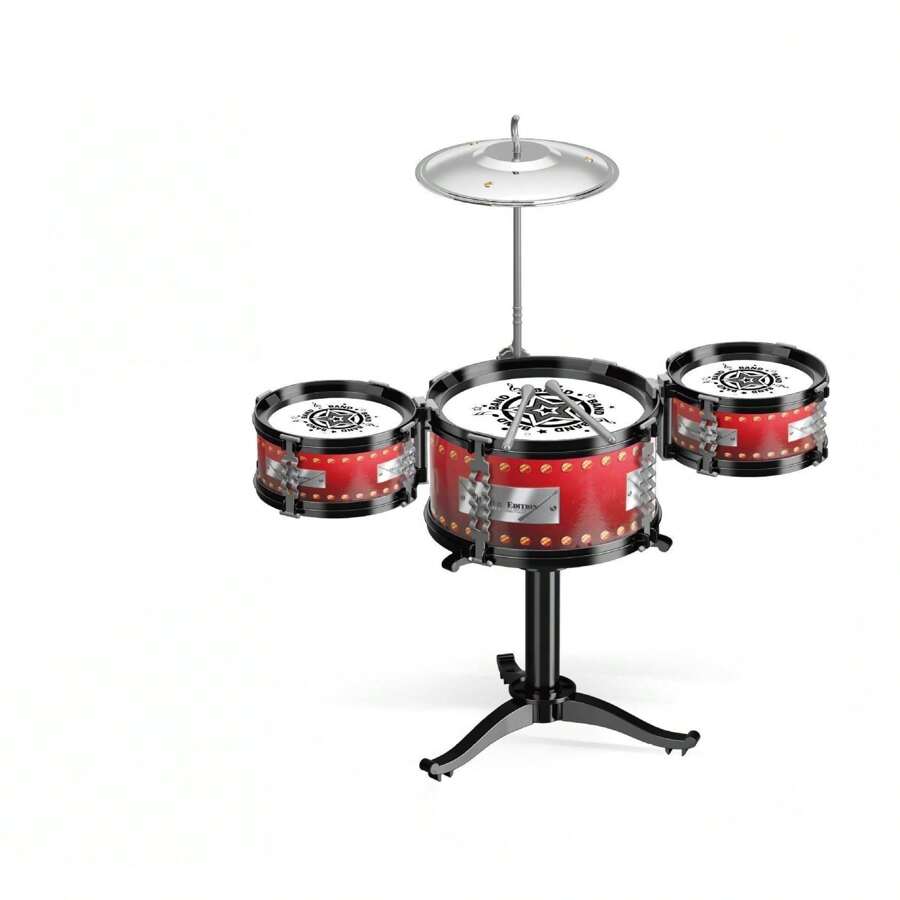 Toy Drum Set With Cymbal, Stool And Stand For Kids, Beginner Jazz Drum