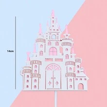 城堡生日蛋糕裝飾插卡摩天輪公主王子展示架甜點桌卡通雪花王子公主生日蛋糕裝飾配件雙層金色藍色粉紅色創意烘焙蛋糕裝飾展示生日派對裝飾化妝派對1個 - 1個粉紅鏤空城堡 - 查看 2