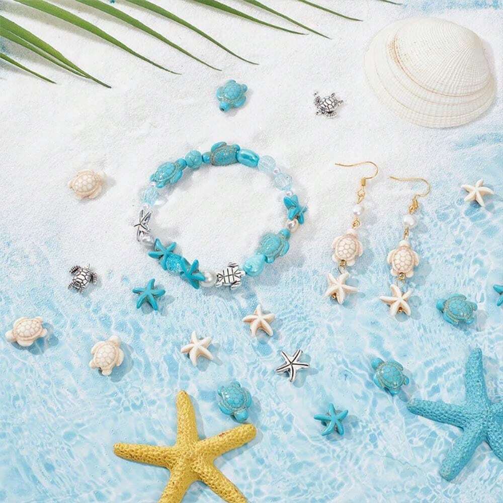 Diy น่ารัก ผสม โลหะผสม ชุดเครื่องประดับ พร้อม ประดิษฐ์ เทอร์คอยซ์ เต่า ปลาดาว สำหรับ 