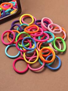 50个装女士高弹彩色发圈，适用于高马尾辫，多巴胺马尾发圈，发绳，发圈，健身运动服饰发饰，头饰，弹力带 - 彩色 - 查看 3