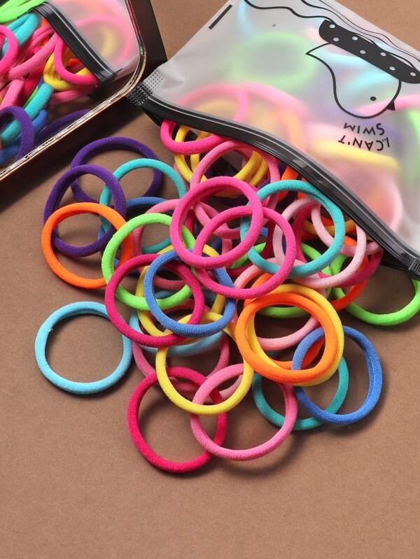 50pcs Women's High Elasticity Colorful Hair Ties For High Ponytails,Dopamine Ponytail Holders Hair Elastics Hair Rubber Bands Scrunchies Hair Rope, Hair Bobbles ,Gym Sport Outfit