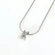 1條不過敏不鏽鋼蛇骨鏈,附英文字母,黃道十二宮吊墜,適用於女性、男性和女孩,附銀飾層