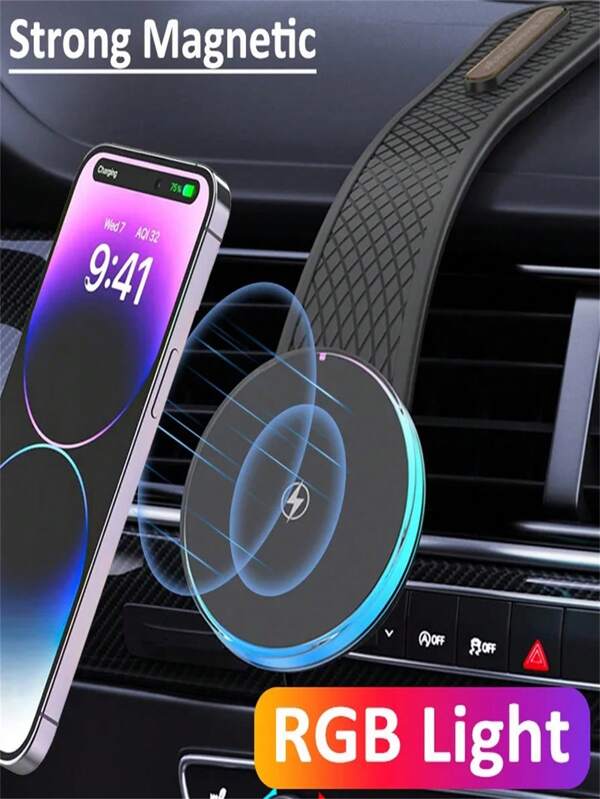 Suporte de Carregador Sem Fio para Carro, Suporte de Telefone para Carro, Estação de Carregamento Rápido, Compatível com iPhone 15, 14, 13, 12 Pro Max Magsafe, Carregador Sem Fio Universal para Carro Compatível com iPhone 16/15/14/13/12/11/8/Xs/Xs Max/Xr/X/Plus/Mini/Pro/Pro Max/Xs/SE, iPad, Telefone Android, Presentes para Família, Amigos, Aniversário, Natal, Inverno, Namorada, Namorado, Acessórios para Carro, Sem Fio Magnético