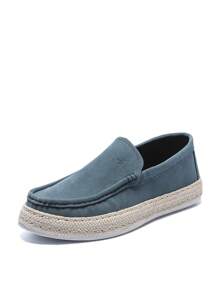 男士一脚蹬乐福鞋，编织布鞋，防滑耐磨