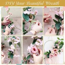 6pcs 12 Inch Metal Floral Hoop Rings Wreath Macrame Gold Craft Hoop Ring For Making Wedding Wreath Decor, DIY Dream Catcher And Wall Hanging Crafts, Valentine Day, Gift - 6 Golden Round Iron Ring + 6 Log Base - View 6