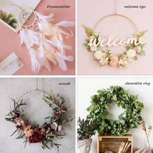 6pcs 12 Inch Metal Floral Hoop Rings Wreath Macrame Gold Craft Hoop Ring For Making Wedding Wreath Decor, DIY Dream Catcher And Wall Hanging Crafts, Valentine Day, Gift - 6 Golden Round Iron Ring + 6 Log Base - View 5