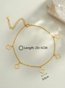 1 pièce Cheville minimaliste en argent 925 à quatre feuilles trèfle plaqué or 18 carats, chaîne pour plage d'été pour femmes, bijoux de port quotidien et cadeaux