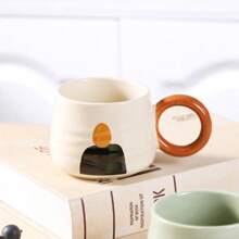 1pc 330ml Ceramic Mug With Modern Abstract Painting Suitable For Home, Couple, Milk, Coffee, Water Back To School