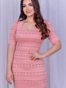 Women Sweater Dresses - 粉色 - 查看 3