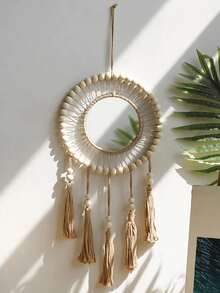 1入組臥室掛牆掛毯,客廳掛牆挂環星月編織掛毯,適用於辦公室家居裝飾 - 米色 - 查看 19