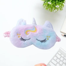 Máscara de ojos para dormir de terciopelo de anime lindo con bloqueador de luz - Azul y blanco - Ver 5