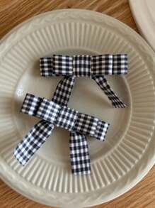 2 件套多巴胺彩色发饰，甜美、可爱、清新、格子蝴蝶结马尾发夹，发夹 - 均碼 - 查看 12