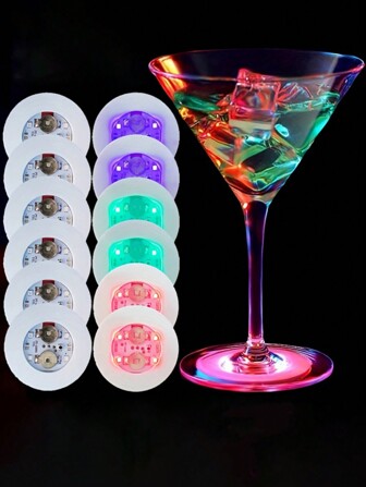 1/5/10 Piezas Posavasos De Led, Luces Adhesivas Luminosas De Botella De 2.36 Pulgadas Para Decorar Tazas De Bebidas, Jarrón De Fiestas De Bodas, Bar Ktv Y Navidad