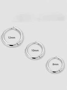 1 chiếc Khuyên Tai Bạc Sterling, Bông Tai Inox, Không Cần Tháo Ra Khi Ngủ, Thích Hợp Để Đeo Hàng Ngày Cho Nam Và Nữ - Bông tai đơn giản nhiều màu - Xem 3